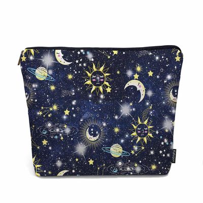 Kalygon Sun Moon Makeup Bags Makeup Organizer, Cosmos Galaxy Sun Moon Universe Space Flax Toiletry Bags Travel Cosmetic Bag Makeup Purse Pouch Skincare Bag Wallet Bags For Women Female Mom Daughter