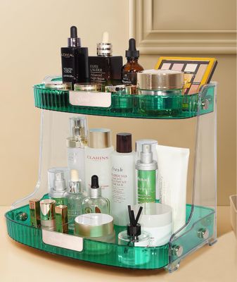 VNIMTI Skincare Organizers 2 Tier, Makeup Organizer Countertop, Cosmetic Display Cases, MakeupSkincare Organizer for Vanity, Desktop, Bathroon, Ideal Gifts for Women (Free Standing - Green)