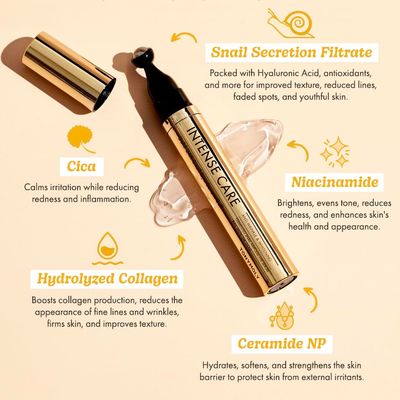 TONYMOLY Intense Care 24K Gold Snail Eye Serum | Anti-Aging, Brightening, For Puffiness and Wrinkles, 20ml
