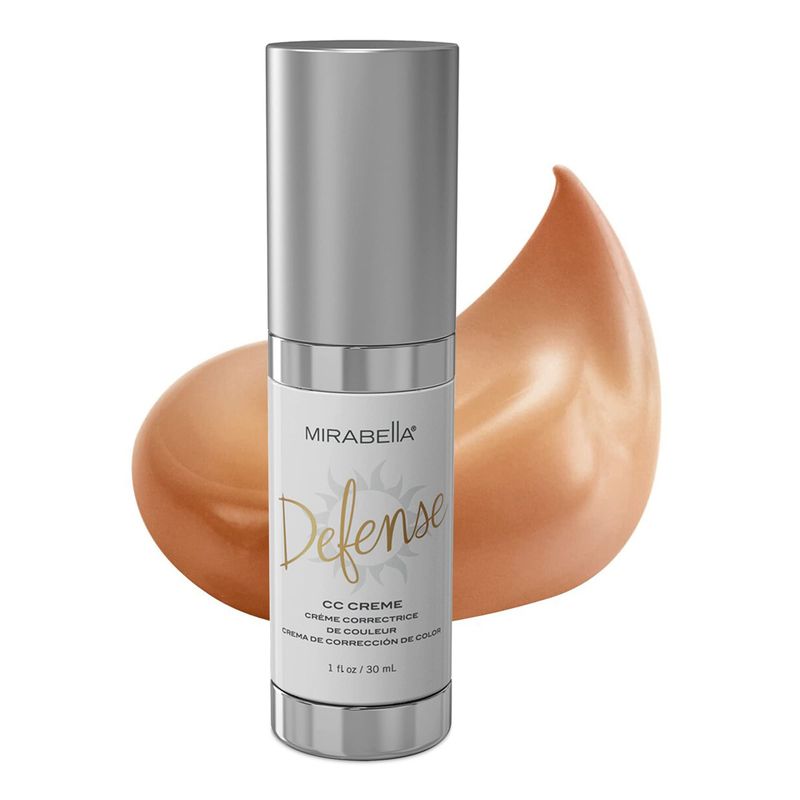Mirabella Defense CC Creme Full Coverage Foundation with SPF 20, CC Cream Foundation with Sunscreen &amp; Hyaluronic Acid, Oil Control with Salicylic Acid - Medium