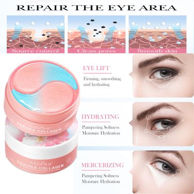 Reepic Cosmer Sakura Eye Masks, 30 Pairs Collagen Gel Under Eye Patches, Crystal Eye Masks Reduce Wrinkles and Dark Circles, Moisturizing &amp; Anti-Aging Reducing Eye Wrinkles Skincare