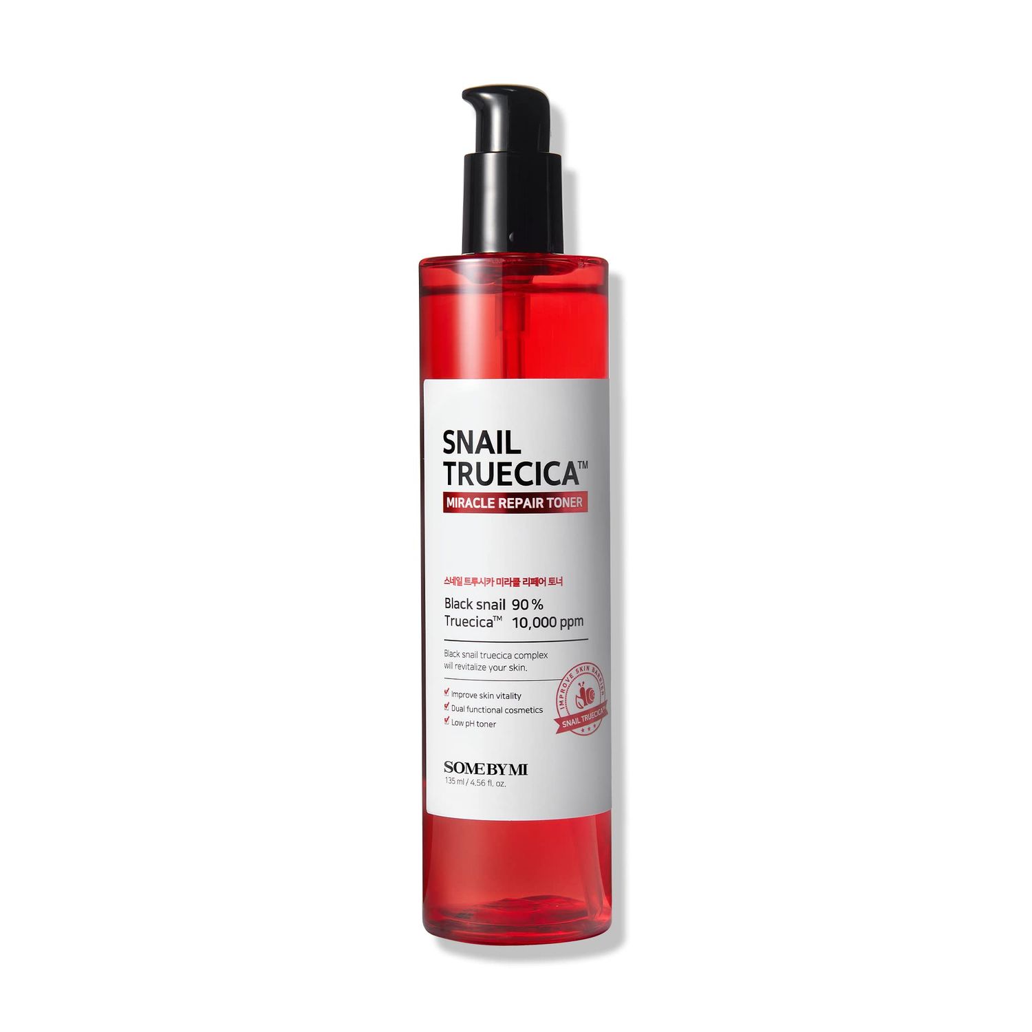 SOME BY MI Snail Truecica Miracle Repair Toner - 4.6Oz, 135ml - Made from Snail Mucin for Sensitive Skin - Daily Repair Face Toner with Skin Texture and Pigmentation Care - Korean Skin Care