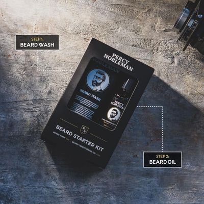 Percy Nobleman Beard Starter Kit, A Beard Grooming Kit Containing Beard Oil and Wash, 30ml / 75ml