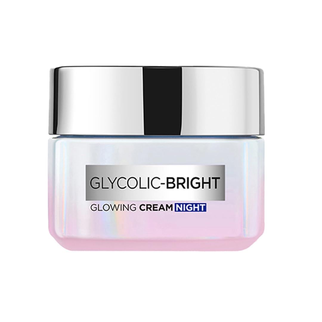 L&#39;Oreal Paris Glycolic Bright Glowing Night Cream, 15ml |Overnight Brightening Cream with Glycolic Acid that Visbily Minimizes Spots &amp; Reveals Glowing skin