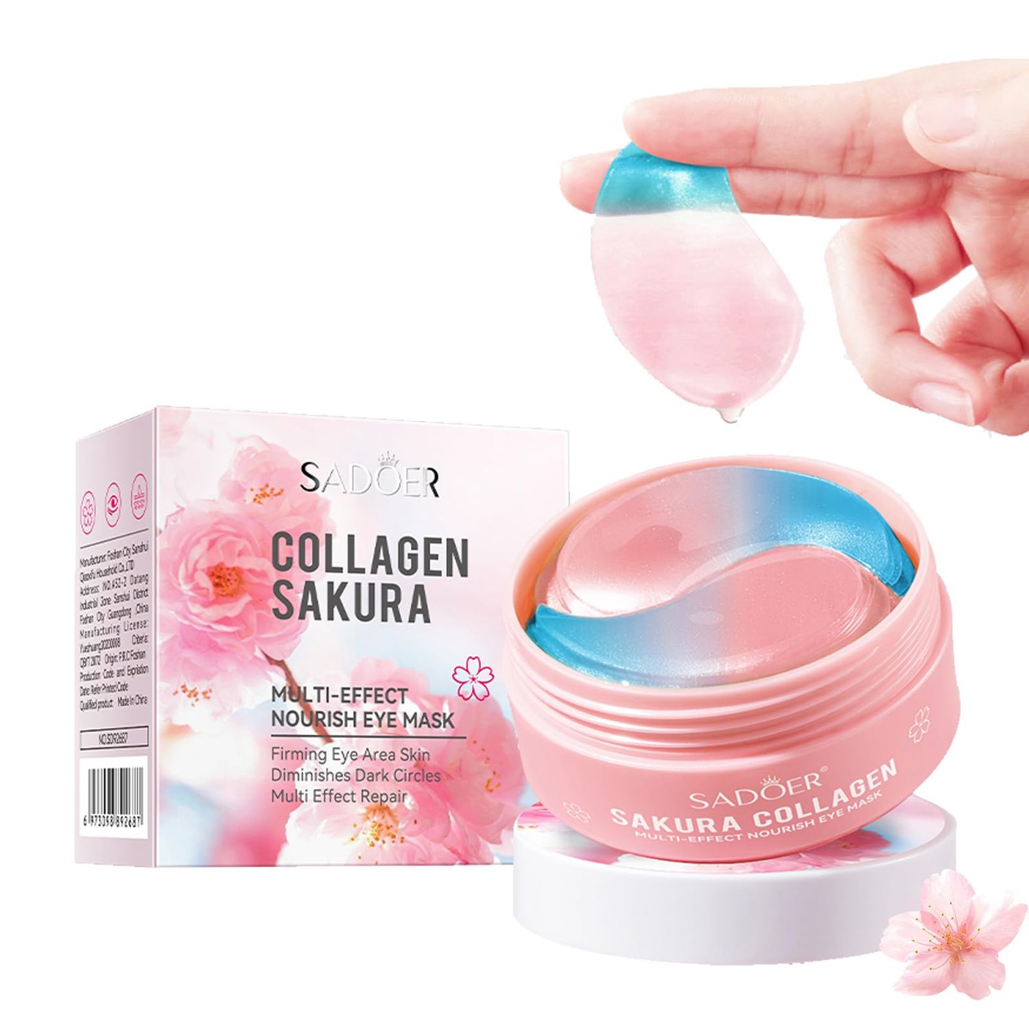 Reepic Cosmer Sakura Eye Masks, 30 Pairs Collagen Gel Under Eye Patches, Crystal Eye Masks Reduce Wrinkles and Dark Circles, Moisturizing &amp; Anti-Aging Reducing Eye Wrinkles Skincare