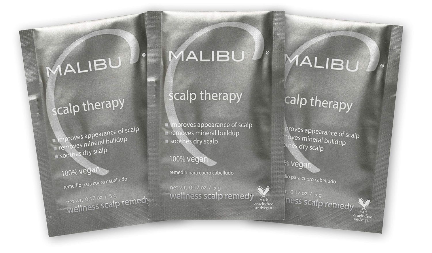 Malibu C Scalp Therapy Wellness Remedy - Scalp Care Remedy Packet to Soothe &amp; Moisturize Dry Scalp - Restores Manageability with Vitamin C and Zinc Gluconate (3 Packets)