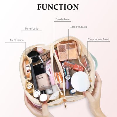 Travel Makeup Bag, Personalized Initial Preppy Makeup Bag Trendy Valentine's Day &amp; Birthday Gift for Teen Girls/Women, PU Leather Waterproof Portable Skincare Cosmetic Bag, Toiletries Makeup Bag