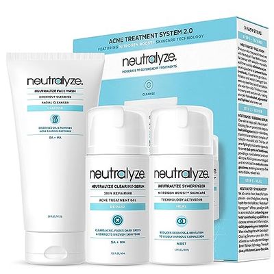 Neutralyze Moderate To Severe Acne Treatment Kit 2.0 - Maximum Strength Acne Kit, 2% Salicylic Acid, 2% Mandelic Acid &amp; Nitrogen Boost Skincare Technology - Acne Treatment for Teens &amp; Adults (90+ Day)