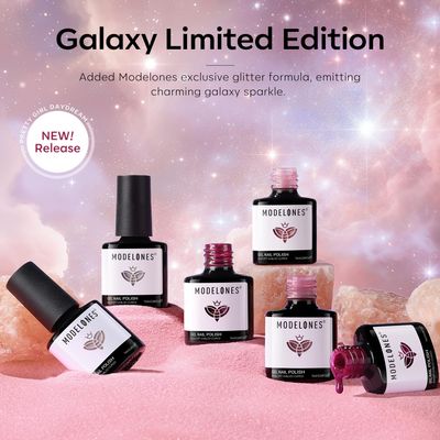 Modelones Gel Nail Polish Set, 6 Colors Rose Garden Neutral Nude Pink Gel Polish Burgundy Red Pearl White Shimmer Peach Pink Galaxy Grape-Purple Glitter Gel Polish Valentines Day Soak Off LED Gel Gift