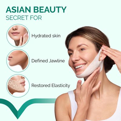 PLANTIFIQUE V-Line Collagen Mask for face 10 PCS Chin Strap for Women & Men, V Line Lifting Mask with Collagen and Hyaluronic Acid V Shape Face Tape Chin and Neck Mask for Skin Firming