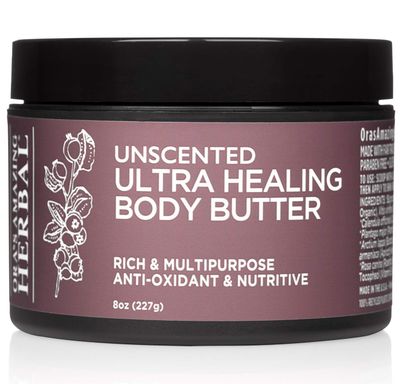 Ora&#39;s Amazing Herbal Ultra Healing Body Butter, Intensive Unscented Moisturizer For Dry Skin, Fragrance Free Skin Cream, 8 oz Large