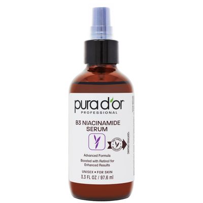 PURA D&#39;OR 3.3 Oz B3 Niacinamide Advanced Facial Serum - Skin Brightening Anti-Aging Formula with Retinol For Wrinkles, Hydration &amp; Radiant Complexion - All Skin Types, Hypoallergenic - Women &amp; Men