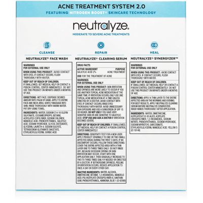 Neutralyze Moderate To Severe Acne Treatment Kit 2.0 - Maximum Strength Acne Kit, 2% Salicylic Acid, 2% Mandelic Acid & Nitrogen Boost Skincare Technology - Acne Treatment for Teens & Adults (90+ Day)