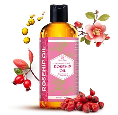 Leven Rose Rosehip Seed Oil for Face 16 oz - Pure Rosehip Oil for Face - Unrefined Cold Pressed Rosehip Oil for Body - Nighttime Face Moisturizer for Hair, Skin &amp; Nails
