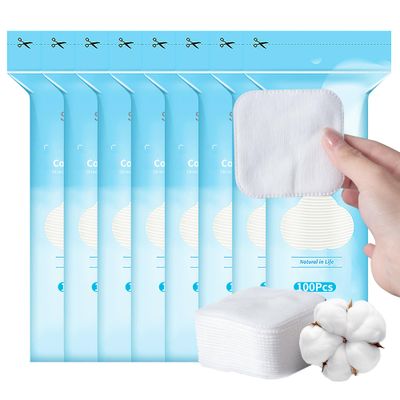 SHINO Natural Square Cotton Pads, Biodegradable Pads, Makeup Remover Pads for Sensitive Skin - Beauty, Personal Care, Baby Care &amp; Daily Cosmetics (8 Pack)