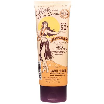 Kokua Sun Care SPF 50/80 Lotion Hawaiian Reef Safe Non Nano Zinc Oxide Sunscreen for Face &amp; Body, Moisturizing Sun Protection Cream, Mineral Water Resistance, Cruelty Free, Natural Vegan Formula