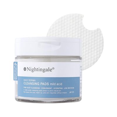Nightingale Daily Derma Cleansing Pads (mild acid), Exfoliating Makeup Remover Pads For Facial, Remove Fine Dust &amp; Makeup For Sensitive Skin, Hypoallergenic, Vegan, Hypoallergenic, Korean Skin Care