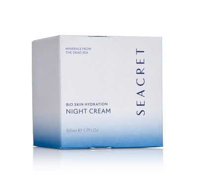 Seacret Bio Skin Hydration Night Cream with Aloe, Niacinamide, Jojoba, Argan Oil, and Dead Sea Minerals - Deeply Moisturizing, assist in Anti-Aging, and Skin-Conditioning Formula, 50ml
