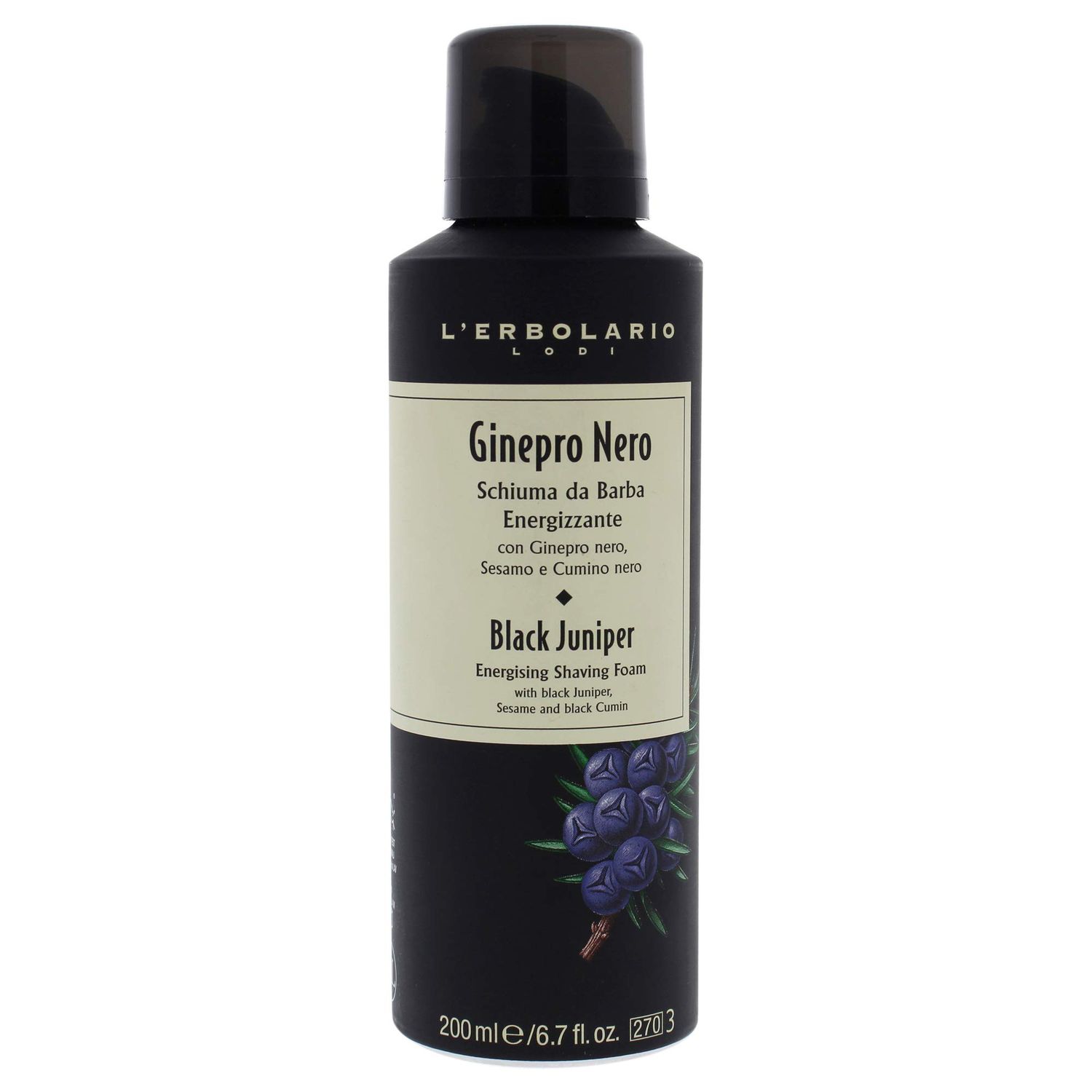 L&#39;Erbolario Black Juniper Energising Shaving Foam - Prevents Redness And Freshens Skin - An Invigorating Fragrance - Prepares Your Face For Shaving Gently And Carefully - 6.7 Oz