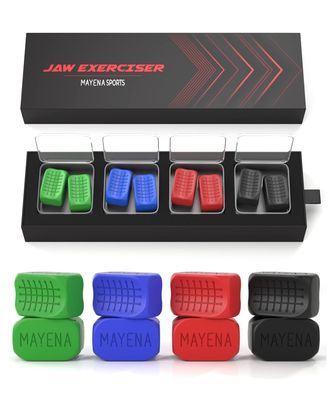 Mayena Jaw Exerciser for Men &amp; Women | 4 Resistance Levels Silicone Jawline Shaper Set | Core Strength Upgraded Model | Powerful Jaw Trainer for Multiple Strength Levels | Slims &amp; Tones the Face