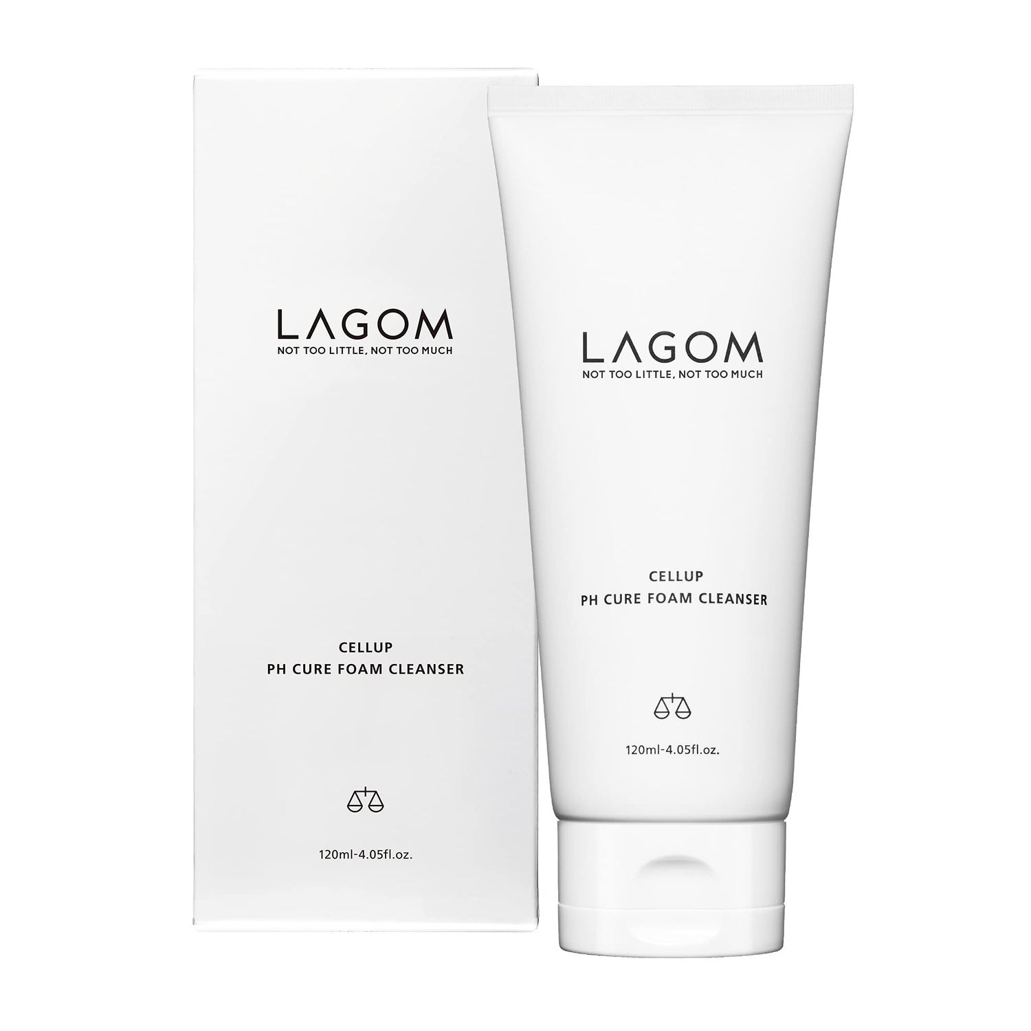LAGOM Cellup pH Cure Foam Cleanser Natural Deep Cleansing Cream pH Balance 5.5 Subacid Alcohol-Free Gentle Soft Silky Hydrating Herbal Facial Pore Wash for Sensitive Dry Oily Skin 120ml 4.05oz