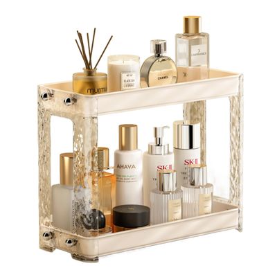 Shuaa Perfume Organizer Skincare Organizers Makeup Organizer Countertop, 2 Tier Vanity Tray, Portable Cosmetic Display Cases, Perfume Tray, Makeup Storage for Bathroom, Vanity, Dresser, Skin Care