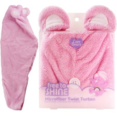Spa Savvy Care Bears Microfiber Hair Towel Wrap, Cheer Bear Women&#39;s Quick Dry Twist Turban for Wet Hair, Lightweight and Absorbent, Pink