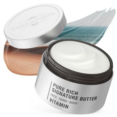THERAPISPA Pure Rich Body Butter - Super Creamy with Ceramides, Hyaluronic Acid, Niacinamide (B3), Panthenol (B5), and Shea Butter for Deep Hydration and Repairing Dry Skin (Vitamin, 7 oz)