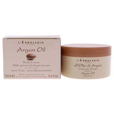 LErbolario Argan Oil Body Cream - Moisturizing Cream for Dry Skin - Argan Oil, Shea Butter, and Vitamin E - Toning and Firming Formula - 8.4 oz