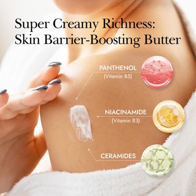 THERAPISPA Pure Rich Body Butter - Super Creamy with Ceramides, Hyaluronic Acid, Niacinamide (B3), Panthenol (B5), and Shea Butter for Deep Hydration and Repairing Dry Skin (Vitamin, 7 oz)