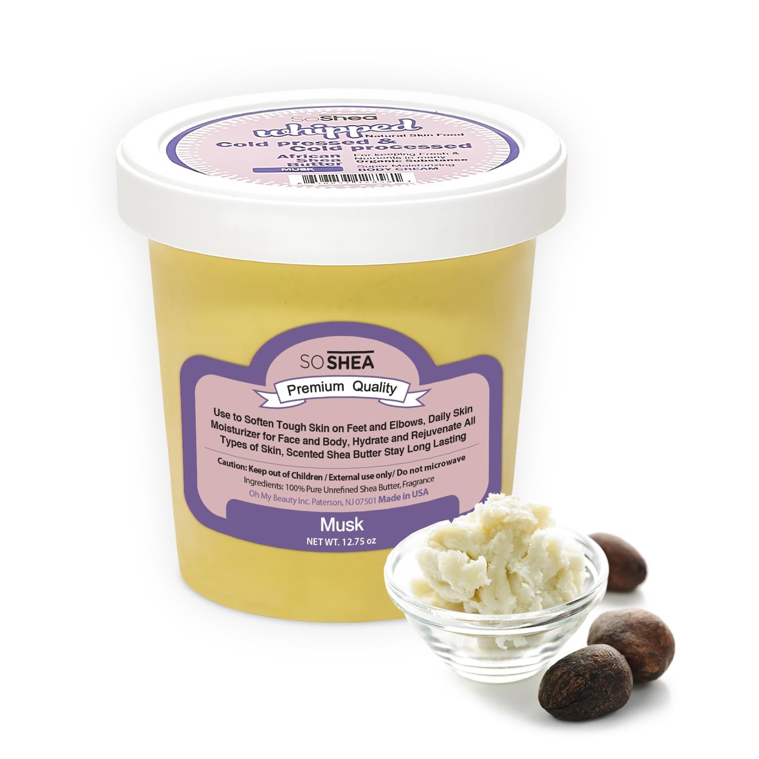 Whipped Shea Butter Musk - Nourishes, Moisturizes &amp; Renews | 100% African Pure Shea Butter | No Dyes &amp; Parabens | Vegan | 12.75oz / 361g