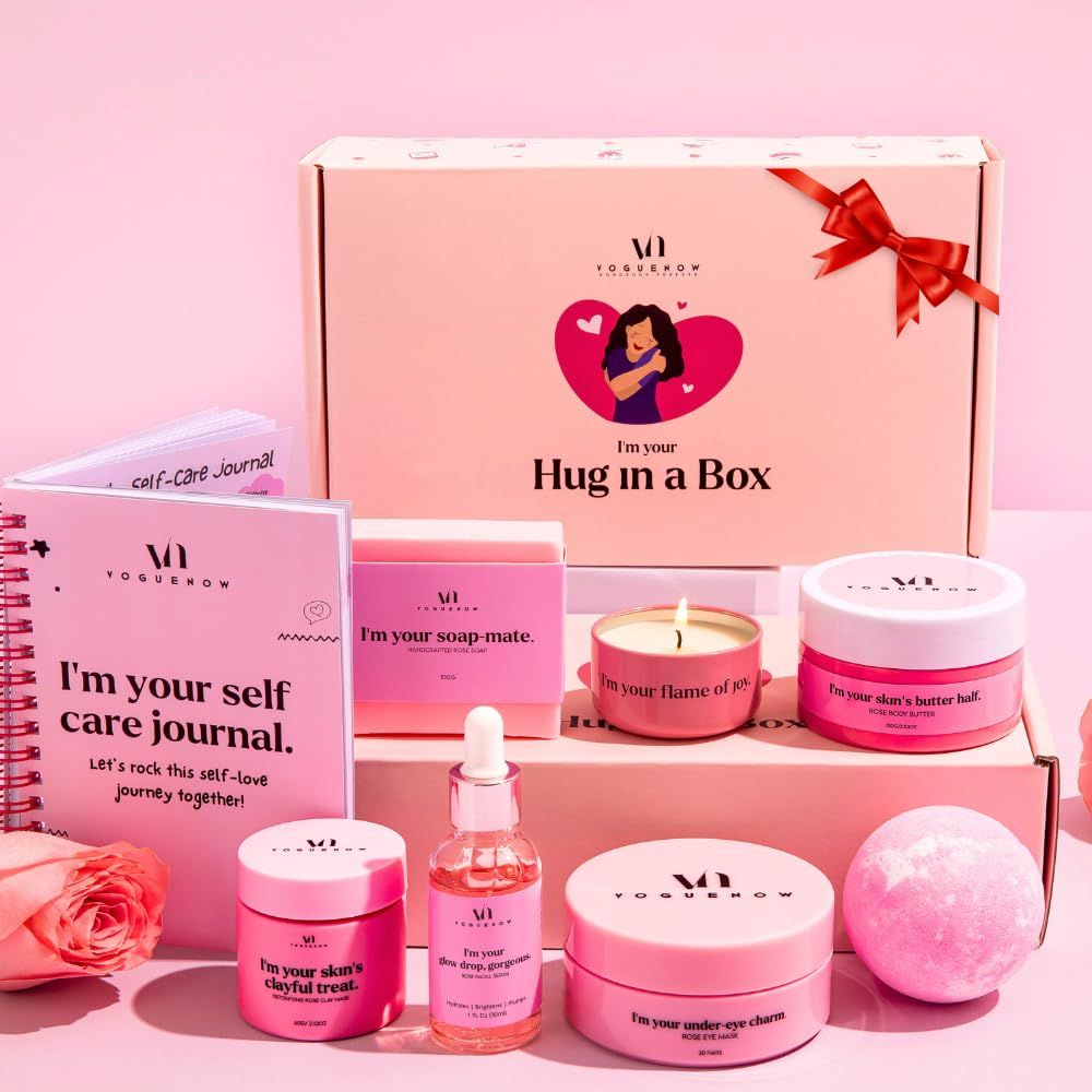 Spa Gifts for Women -Valentines Gift Set of 8 - Premium Self Care Spa Kit - Bath, Skin Care Sets &amp; Self Care Items For Women- Pampering Valentine Gifts for Women, Spa Gift Basket, Galentines Day Gifts