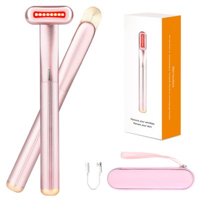 Red Light Therapy for Face, 4 in 1 Facial Wand for Anti-Aging, Anti-Wrinkle, Face Neck Light Therapy Wand, Skin Care Tool at Home, with Travel Carrying Case, One-Button Start