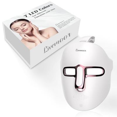 SDKWDH Led Face Mask Light Therapy, 7-1 Colors LED Facial Skin Care Mask, Red Light Therapy Mask for Face, White