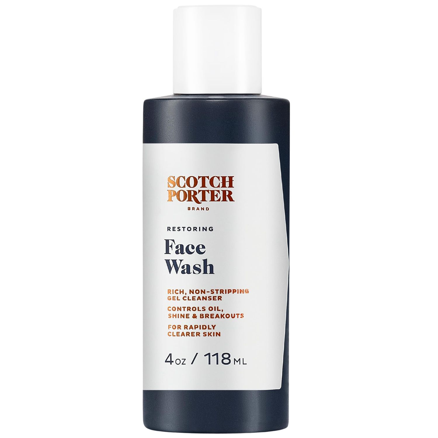 Scotch Porter Restoring Face Wash | Rich, Non-Stripping Gel Cleanser | Formulated with Non-Toxic Ingredients, Free of Parabens, Sulfates &amp; Silicones | Vegan | 4oz Bottle