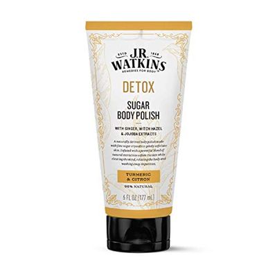 J.R. Watkins Detox Sugar Body Polish, Turmeric &amp; Citron Natural Body Scrub Softens &amp; Washes Away Impurities, 6 oz