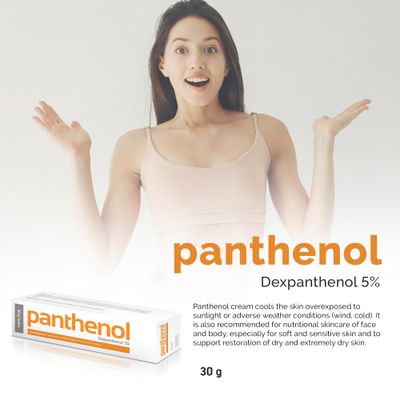 Panthenol Cream - Ideal for Sun-Exposed or Weather-Affected Skin - Nutritional Skincare for Soft &amp; Sensitive Skin - Moisturizes Dry Skin - 30grams