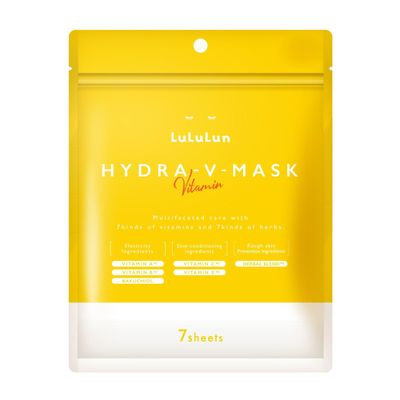 Lululun Hydra-V Series Japanese Sheet Mask Set - 7pcs, Hydrating Silk Face Mask for Deep Moisturizing Skin Care, Breathable Cotton White Facial Masks
