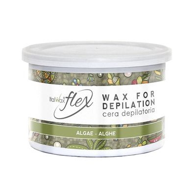 Italwax Flex Algae - 397g / 14oz - Soft wax for hair removal - Unscented - Liposoluble syntetic formulation - Ideal for waxing all body area