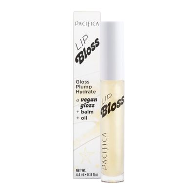 Pacifica Plumping Lip Gloss - Lip Bloss Tinted Lip Balm Treatment - Gold - Sugar Cake Flavored - Moisturizing, High-Shine, Long-Lasting Shine, Jojoba Oil Vegan &amp; Cruelty-Free, 0.14 Fl Oz Clear