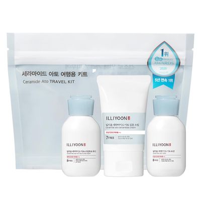 ILLIYOON Ceramide Ato Travel Kit Includes Cream, Lotion and Bodywash 3 pcs for women, Gift Set and Kit for Christmas and Birthday