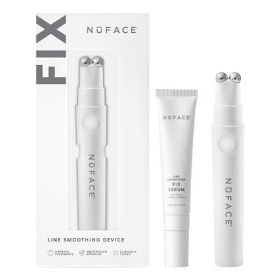 NuFACE FIX Line Smoothing Starter Kit - FDA Cleared FIX Microcurrent Device + Serum Activator for On-The-Go Treatment of Forehead Lines, Crow&#39;s Feet, Under Eyes, Smile Lines &amp; Fuller-Looking Lips