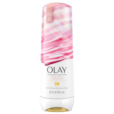 Olay Body Wash Indulgent Moisture for Women, Infused with Vitamin B3, 24hr Moisture, Notes of Rose and Cherry Creme Scent, 20 fl oz