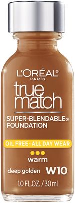 L&#39;Oreal Paris Makeup True Match Super-Blendable Liquid Foundation, Deep Golden W10, 1 Fl Oz,1 Count
