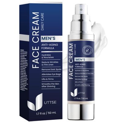 Uttse 6-in-1 Mens Face Moisturizer: Anti Aging Face Cream - Eye Bags Treatment - Skin Care for Men - 1.7 fl oz