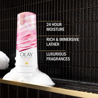 Olay Body Wash Indulgent Moisture for Women, Infused with Vitamin B3, 24hr Moisture, Notes of Rose and Cherry Creme Scent, 20 fl oz