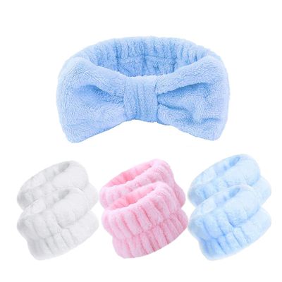ZMD 7PCS Spa Headband Wrist Towels for Face Washing Set Makeup Headband Skincare Headbands Cute Face Wash Headband Soft Microfiber Wristbands Gifts for Women