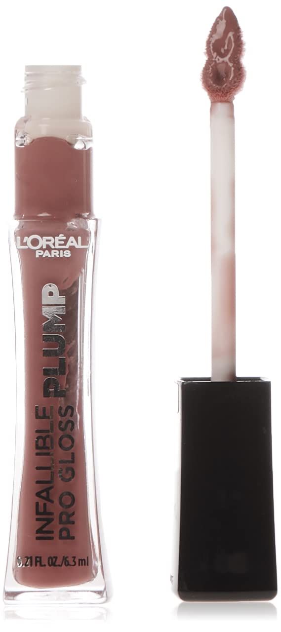 L&#39;Oreal Paris Infallible Pro Gloss Plump Lip Gloss with Hyaluronic Acid, Long Lasting Plumping Shine, Lips Look Instantly Fuller and More Plump, Moonlit Rose, 0.21 fl. oz.