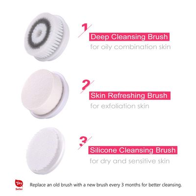 TOUCHBeauty Facial Cleansing &amp; Exfoliator Brush Set with Travel Case 3 Professional Cleansing Brush Heads for Oil/Sensitive/Combination Skin |Waterproof, Dual Speed