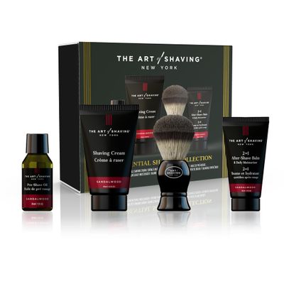 The Art of Shaving Sandalwood 4-in-1 Trial Kit - Pre-Shave Oil, Shaving Cream, Shaving Brush &amp; After-Shave Balm - Protects Against Irritation and Razor Burn - Hydrates and Nourishes Dry Skin